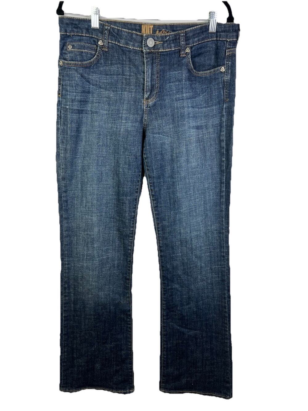 Kut From Kloth Jeans Dark Blue Long Pants Mid Rise Bootcut Size 10 Stretch 32x33